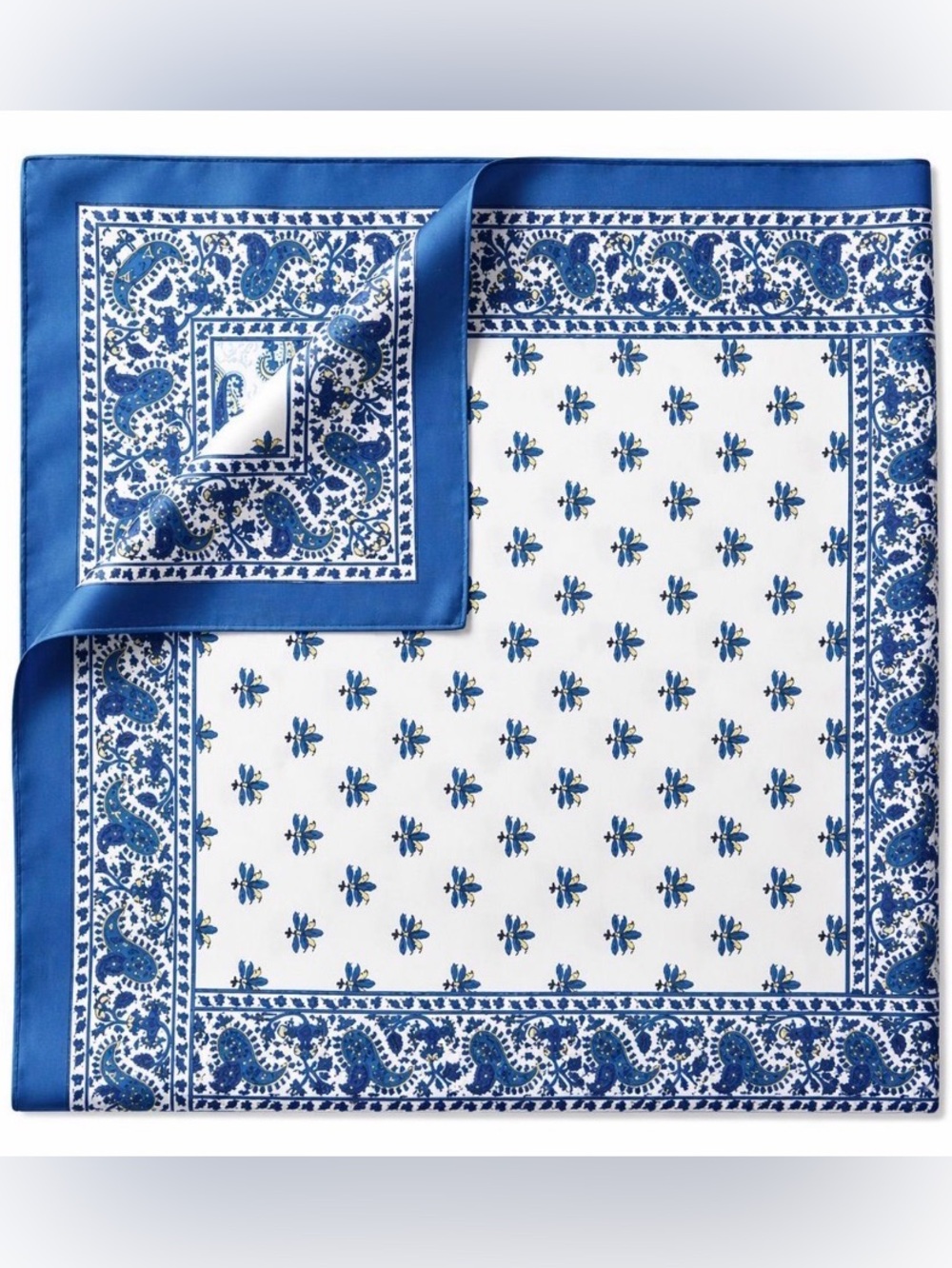Blue and White Paisley Silk Multi Wear Scarf